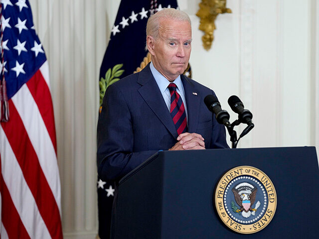 President Joe Biden pauses as he speaks about lowering health care costs, Friday, July 7, 2023, in the East Room of the White House in Washington. (AP Photo/Patrick Semansky)