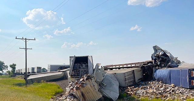 Train Derailed in Montana with Cars Spilling Carrots and Napkins