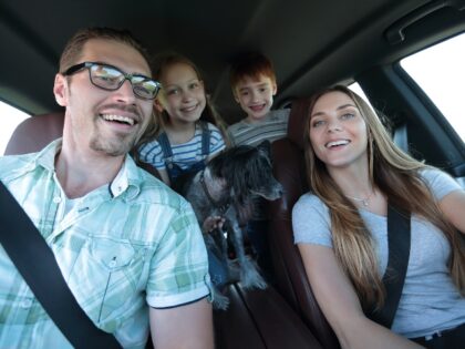 American family in a car