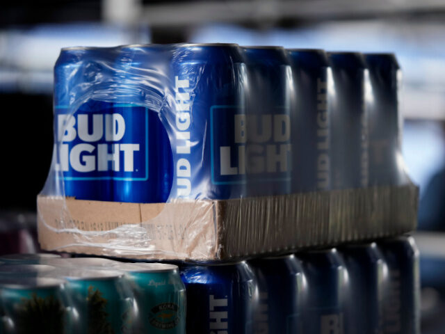 Cans of Bud Light beer are seen before a baseball game between the Philadelphia Phillies a