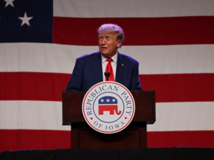 Former President Donald Trump speaks at the Republican Party Of Iowa's annual Lincoln Dinn
