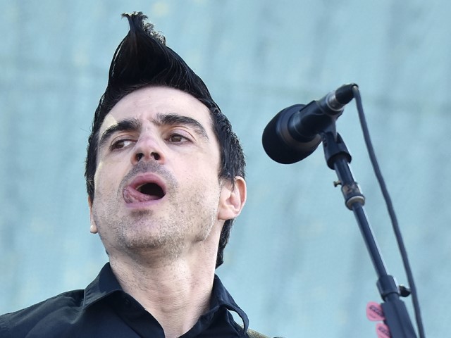 Justin Sane of Anti-Flag performs during the Vans Warped Tour 25th Anniversary on July 20, 2019 in Mountain View, California. (Photo by Tim Mosenfelder/Getty Images)