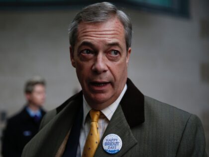 LONDON, ENGLAND - FEBRUARY 02: Brexit Party leader and former MEP, Nigel Farage arrives to