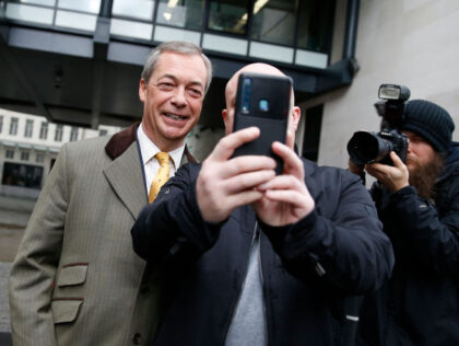 LONDON, ENGLAND - FEBRUARY 02: Brexit Party leader and former MEP, Nigel Farage takes a se