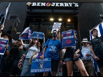 Protesters staged a rally on the steps of New York Public Library and marched to Ben & Jerry's store in Times Square to continue the rally against ice cream company's decision to stop selling ice cream in settlements on West Bank and East Jerusalem which located on as company stated …