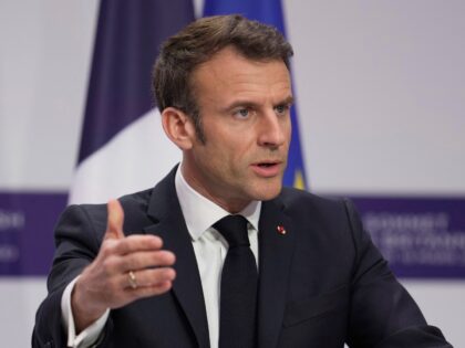 France's President Emmanuel Macron speaks during a joint press conference with Britain's Prime Minister at the end of the French-British summit, at the Elysee Palace, in Paris, on March 10, 2023 - British Prime Minister Rishi Sunak and French President Emmanuel Macron agreed a new pact to stop illegal cross-Channel …