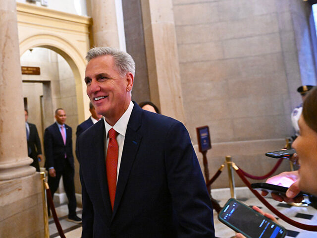 Speaker of the House Kevin McCarthy (R-Calif.) makes his way to Statuary Hall to host the