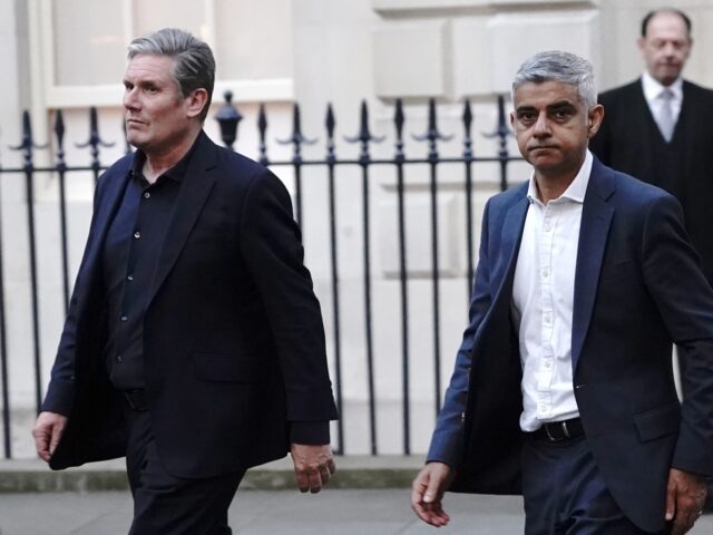 Labour leader Sir Keir Starmer (left) and Mayor of London Sadiq Khan leave the Rupert and