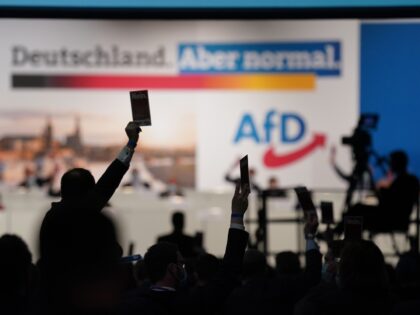 DRESDEN, GERMANY - APRIL 10: Delegates of the right-wing Alternative for Germany (AfD) political party vote on a measure at the AfD federal party congress on April 10, 2021 in Dresden, Germany. AfD delegates are meeting ahead of German federal elections scheduled for September. The party is launching its political …