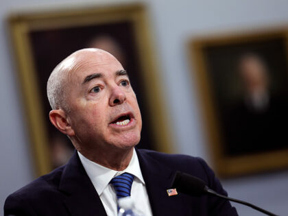 U.S. Homeland Security Secretary Alejandro Mayorkas testifies before a House Appropriations Subcommittee on April 27, 2022 in Washington,