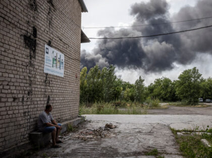 ZAPORIZHZHIA, UKRAINE - JULY 7: Black smoke rises in an industrial area in Zaporizhzhia on