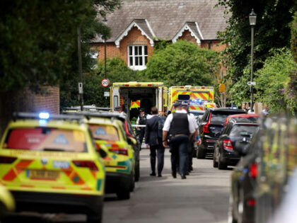 WIMBLEDON, ENGLAND - JULY 06: Police and emergency services attend the scene of a car cras