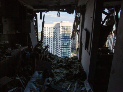 KYIV, UKRAINE - JULY 13: An inside view of the damaged residential building after Russian drone attack in Kyiv, Ukraine amid Russia-Ukraine war on July 13, 2023. (Photo by Oleksii Chumachenko/Anadolu Agency via Getty Images)