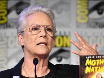 US actor Jamie Lee Curtis speaks during the panel for her graphic novel 'Mother Nature', w