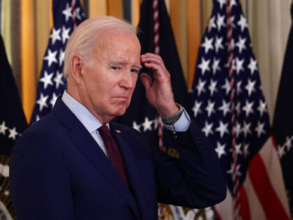 WASHINGTON, DC - JULY 19: U.S. President Joe Biden attends a meeting of his Competition Council in the State Dinning Room at the White House on July 19, 2023 in Washington, DC. Biden announced new actions aimed at increasing economic competition and strengthening entrepreneurs and small businesses. (Photo by Kevin …