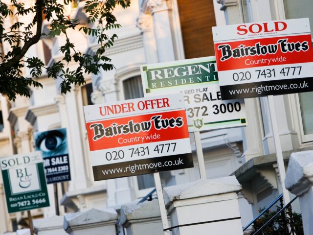 GREAT BRITAIN - AUGUST 21: For Sale, Under Offer and Sold signs, West Hampstead, London, U