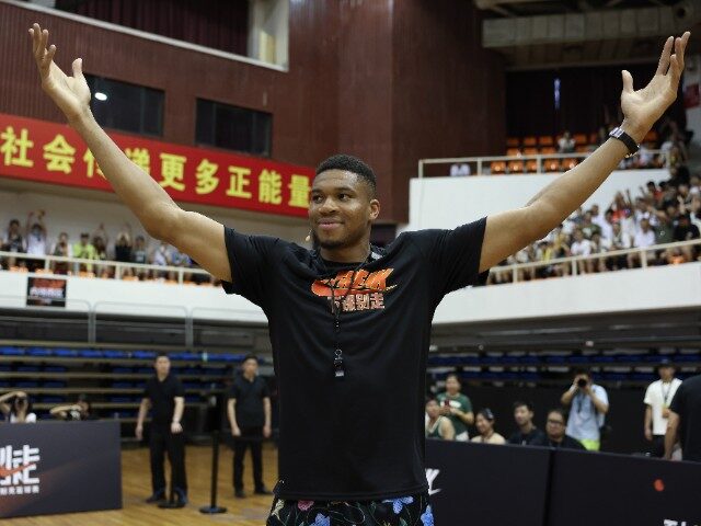 BEIJING, CHINA - JULY 09: NBA player Giannis Antetokounmpo attends a promotional event dur
