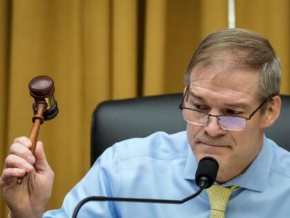 WASHINGTON, DC - FEBRUARY 01: U.S. Rep. Jim Jordan (R-OH), Chairman of the House Judiciary Committee, strikes the gavel to start a hearing on U.S. southern border security on Capitol Hill, February 01, 2023 in Washington, DC. This is the first in a series of hearings called by Republicans to …