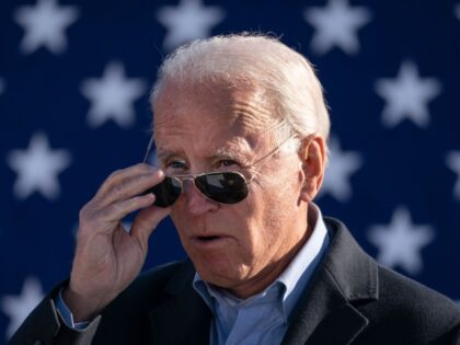 MONACA, PA - NOVEMBER 02: Democratic presidential nominee Joe Biden takes off his sunglasses while speaking at a campaign stop at Community College of Beaver County on November 02, 2020 in Monaca, Pennsylvania. One day before the election, Biden is campaigning in Pennsylvania, a key battleground state that President Donald …