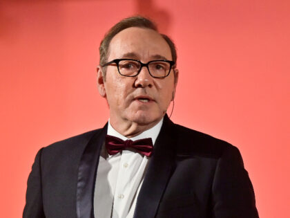TURIN, ITALY - JANUARY 16: Kevin Spacey speaks during the "Stella Della Mole" Award on January 16, 2023 in Turin, Italy. (Photo by Stefano Guidi/Getty Images)