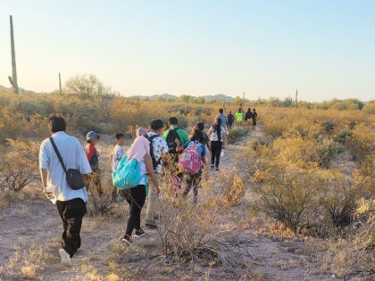A migrant group marches through the desert in Arizona. (U.S Border Patrol/Tucson Sector)
