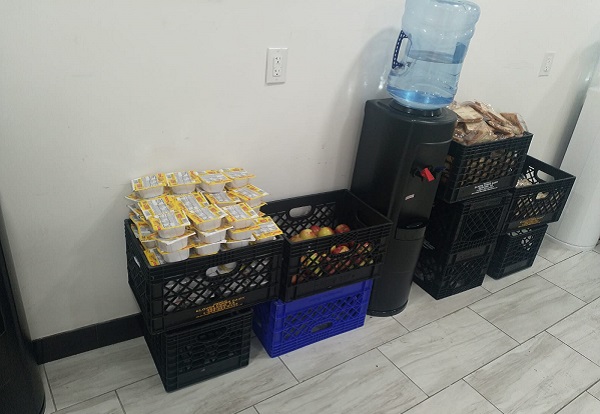 Snacks and water readily available 24/7 to migrants staying in a hotel at New York City taxpayers expense. (Photo: Danny -- Venezuelan Migrant)