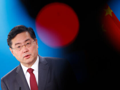 BERLIN, GERMANY - MAY 9: Chinese Foreign Minister Qin Gang address the media during a join