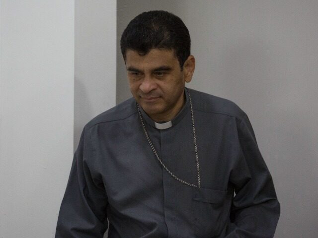 Rolando Alvarez, Bishop of Matagalpa, arrives for a press conference in Managua, Nicaragua, Thursday, May 3, 2018. the Roman Catholic Church agreed on Tuesday April 24, 2018 to act as "mediator and witness" in a national dialogue between members of civil society and the Nicaraguan Daniel Ortega's government. (AP Photo/Moises …