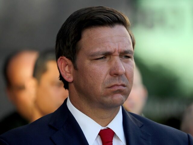 Florida Governor Ron DeSantis at the Ron Cochran Public Safety Complex during a news confe