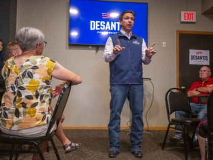 Ron DeSantis, governor of Florida, speaks during a campaign event at Olde Boston's Re