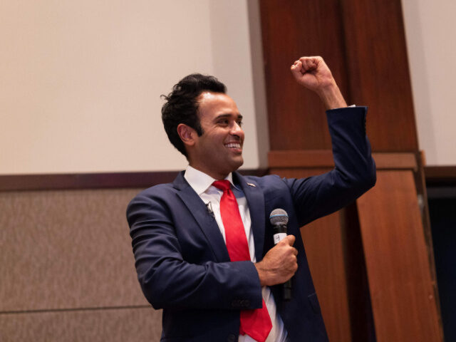 Entrepreneur and political activist Vivek Ramaswamy waits to take the stage during the Vis