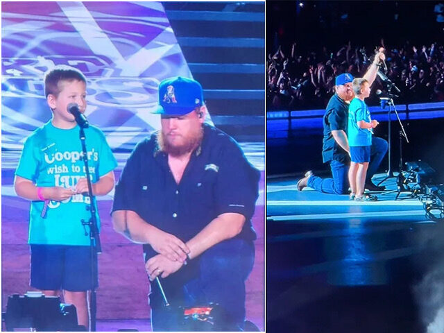 Country music superstar Luke Combs invited an eight-year-old cancer survivor on stage Saturday at Gillette Stadium just outside Boston to sing an impromptu duet of "Fast Car" to a cheering audience who chanted the boy's name.