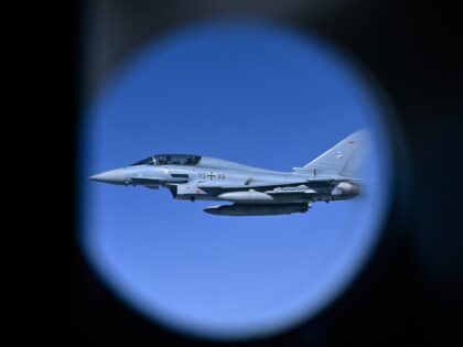 A German Air Force Eurofighter Typhoon jetfighter takes part in the NATO exercise as part