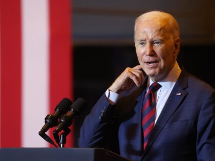 PHILADELPHIA, PENNSYLVANIA - JULY 20: U.S. President Joe Biden speaks on renewable energy at the Philly Shipyard on July 20, 2023 in Philadelphia, Pennsylvania. Biden attended a ribbon cutting at the shipyard for a new offshore wind vessel called the Acadia which will be employed in the building of offshore …