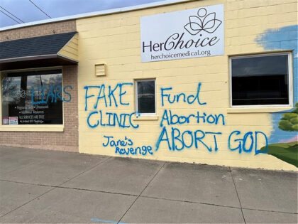 A pro-life pregnancy center in Bowling Green, Ohio, was spray-painted with messages saying, “fund abortion,” and “abort God,” in another attack claimed by a radical group called “Jane’s Revenge,” Fox News reported.