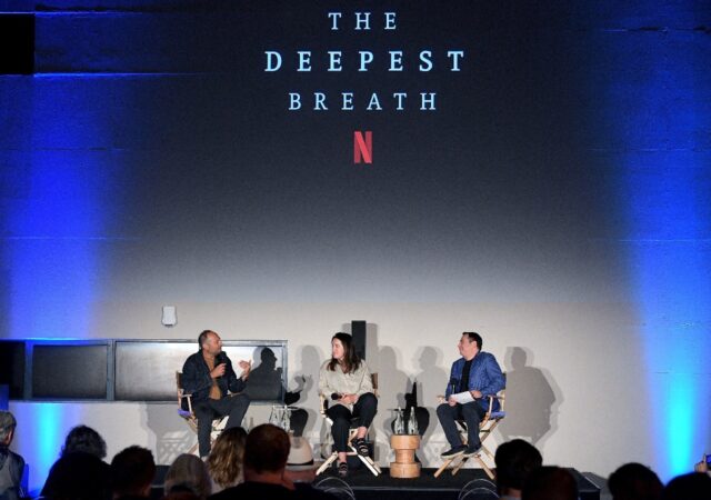In 'The Deepest Breath, director Laura McGann (center) explores what drives free divers to