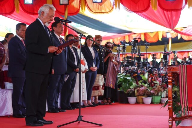 East Timor independence fighter Xanana Gusmao was inaugurated as prime minister of Southea