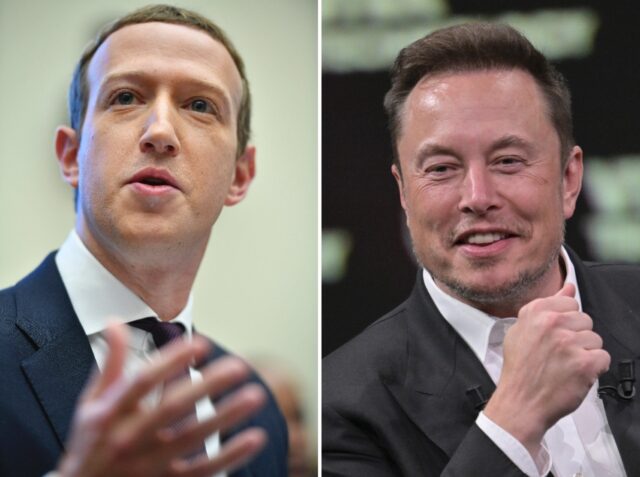 Facebook founder Mark Zuckerberg (L) and Twitter owner Elon Musk recently challenged each