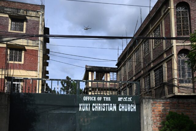 A Kuki Christian church that was burned in Imphal as ethnic and sectarian violence escalat