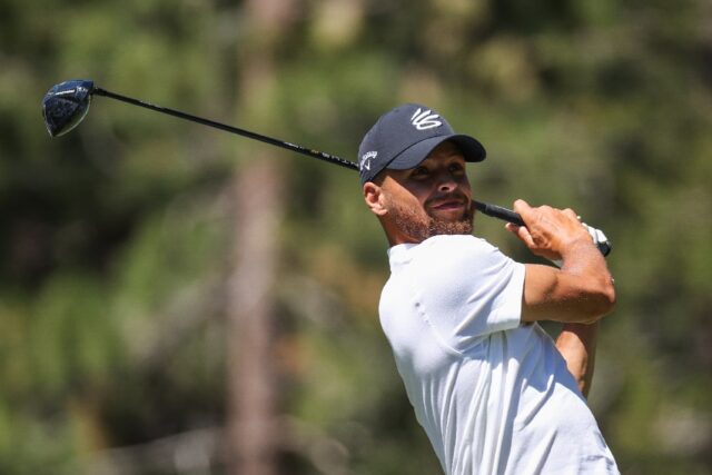 Stephen Curry of the NBA Golden State Warriors hit a hole-in-one on Saturday at the Americ
