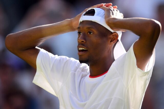 Stunning: Christopher Eubanks celebrates victory