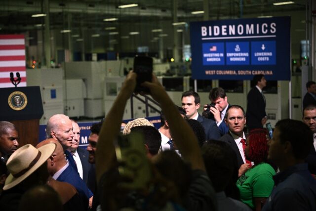 US President Joe Biden hopes that factory tours like this will help him craft a winning me