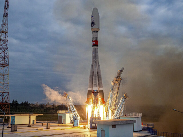 In this image made from video released by Roscosmos State Space Corporation, the Soyuz-2.1