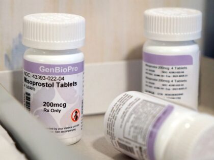 FILE - Bottles of the drug misoprostol sit on a table at the West Alabama Women's Cen