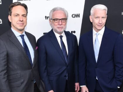 NEW YORK, NY - MAY 18: Jake Tapper, Wolf Blitzer and Anderson Cooper attend the 2016 Turner Upfront at Nick & Stef's Steakhouse on May 18, 2016 in New York, New York. (Photo by Daniel Zuchnik/WireImage)