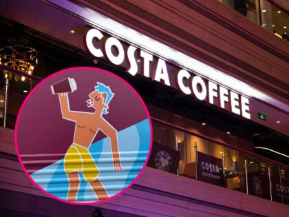 SHANGHAI, CHINA - 2019/07/17: A British multinational coffeehouse company Costa Coffee sto