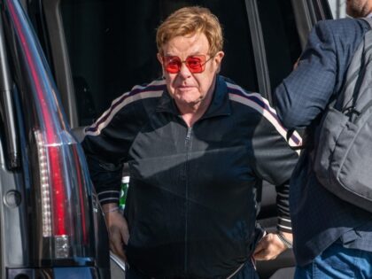 Elton John is seen at 'Jimmy Kimmel Live' on October 15, 2019 in Los Angeles, California.