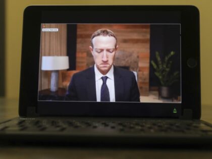 Mark Zuckerberg, chief executive officer of Facebook Inc., speaks virtually during a House