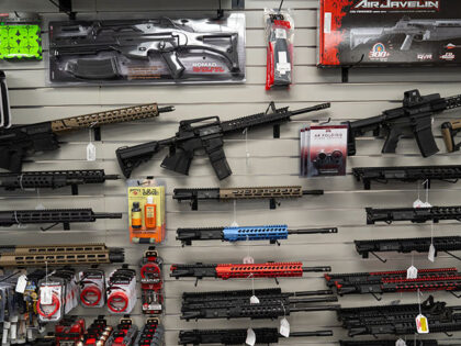 California-compliant AR-15 upper receivers, rifles, and gun accessories for sale at Hiram's Guns / Firearms Unknown store in El Cajon, California, U.S., on Monday, April 26, 2021. President Joe Biden's planned executive actions would crack down on "ghost guns," which can be assembled from kits and are not traceable by …