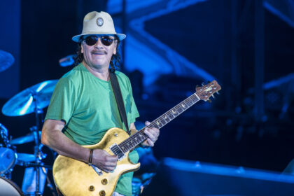 Mexican singer and musician Carlos Santana performs live on stage at Street Music Art Fest
